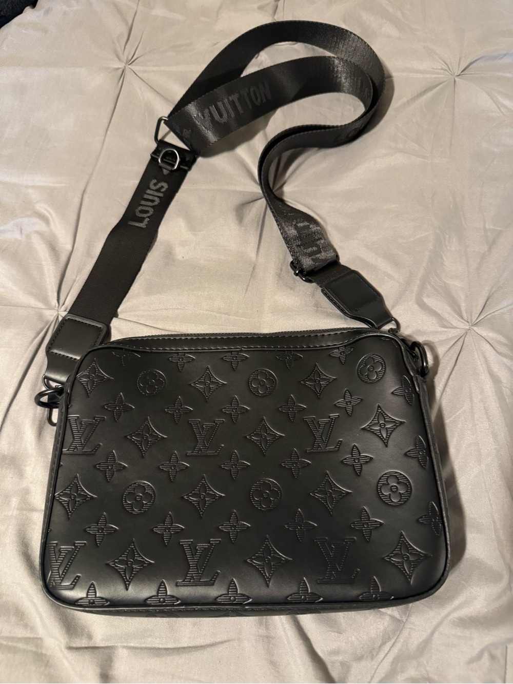 Black Embossed Crossbody Bag